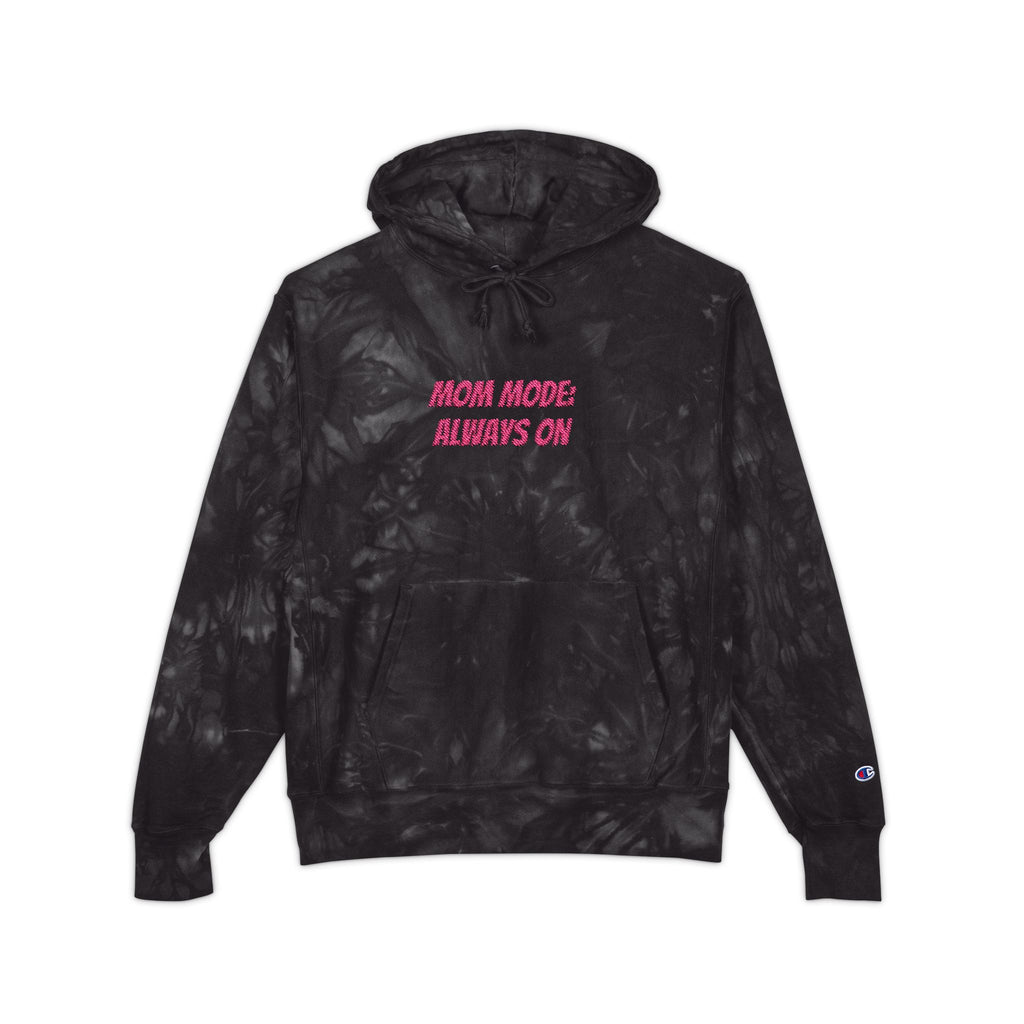 Embroidered Tie-Dye Hoodie – Black Marble Champion Style