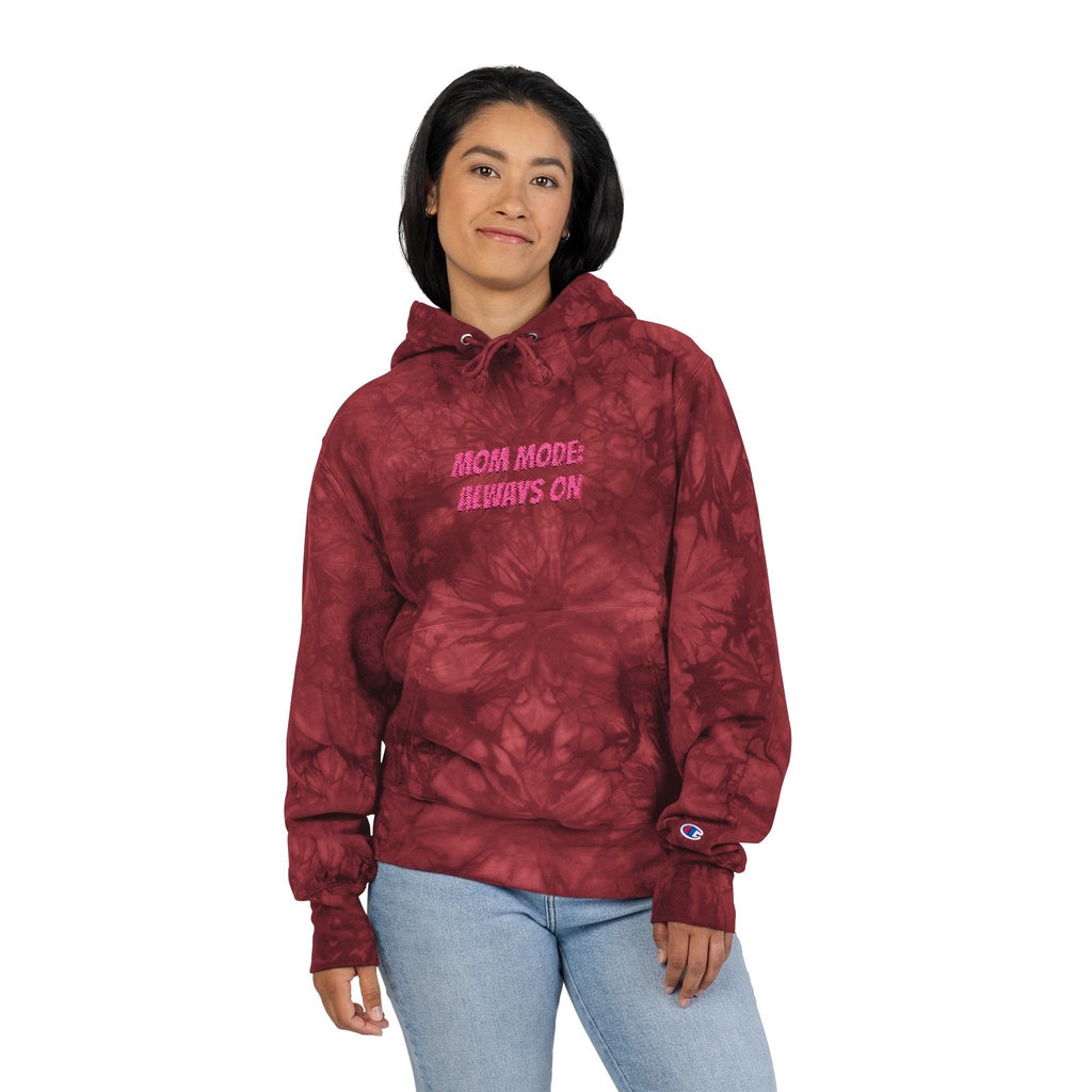 Embroidered Tie-Dye Hoodie – Black Marble Champion Style