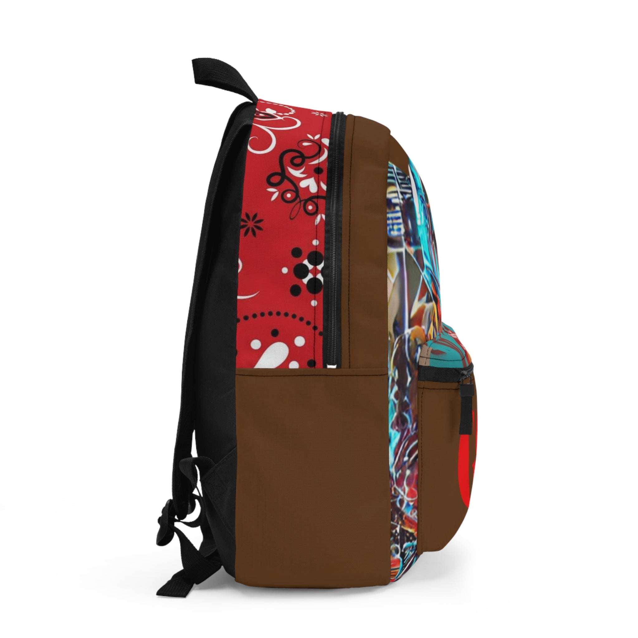 GGI Brown Graphic Backpack — Colorful Abstract Astronaut Design