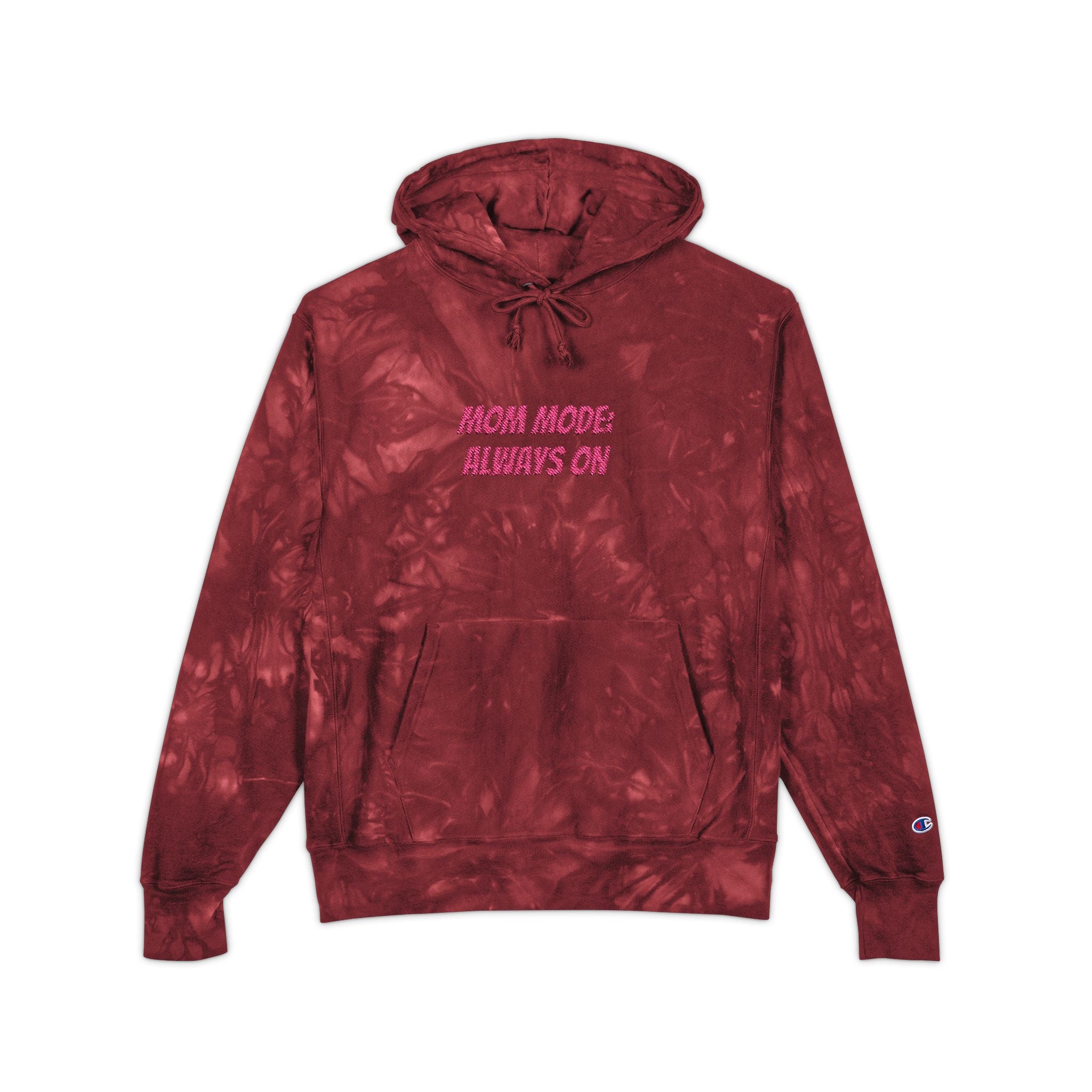 Embroidered Tie-Dye Hoodie – Black Marble Champion Style