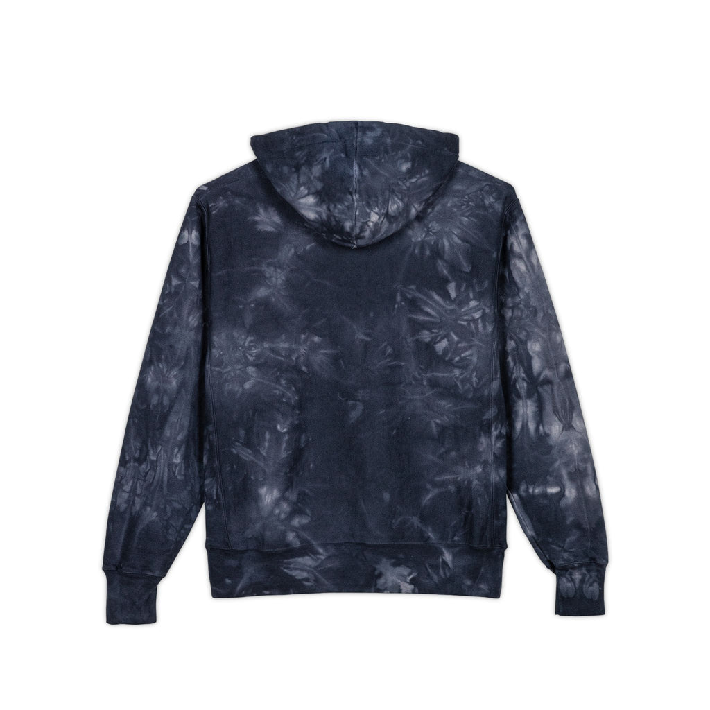 Embroidered Tie-Dye Hoodie – Black Marble Champion Style