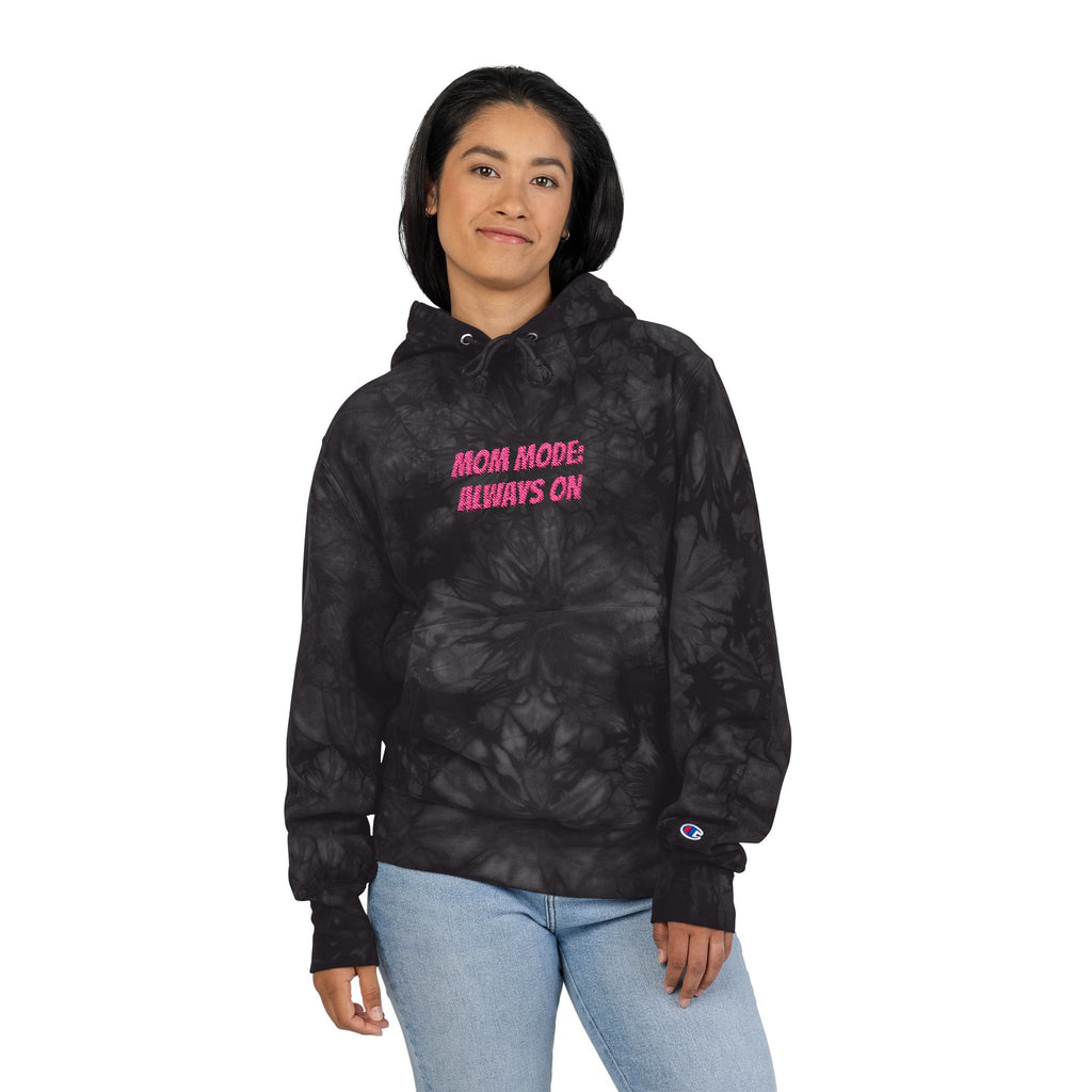 Embroidered Tie-Dye Hoodie – Black Marble Champion Style