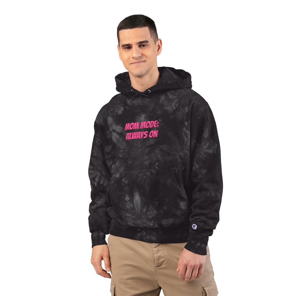 Embroidered Tie-Dye Hoodie – Black Marble Champion Style
